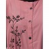 Front open Contrast embroidery abaya- Mauve Pink